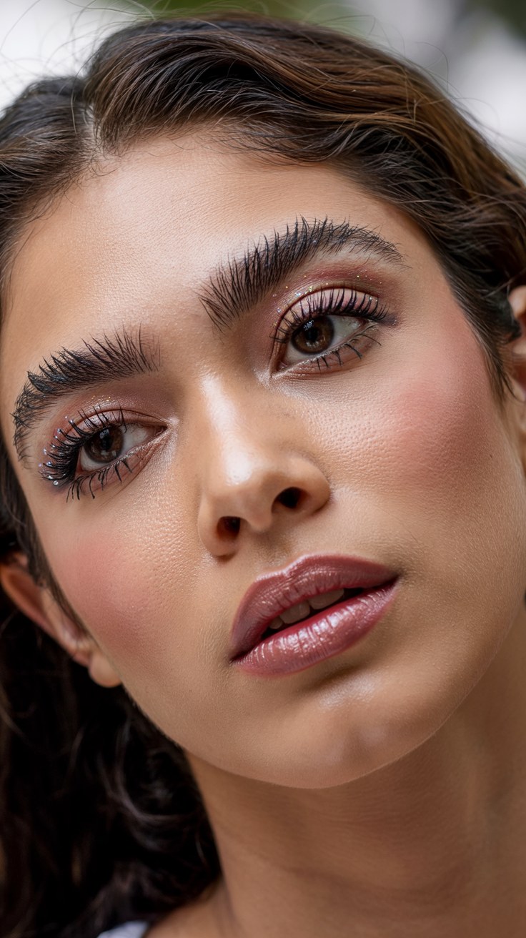 Warm Copper Eye Makeup Tutorial with Glitter and Bold Lashes