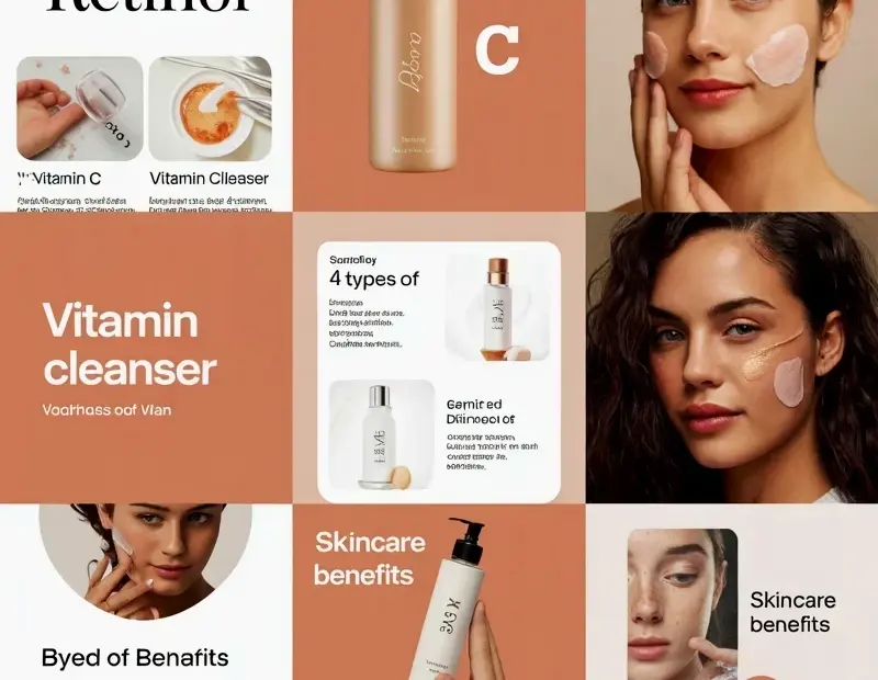 Peachy skincare collage for anti-aging inspo – product pics, routines & affirmations