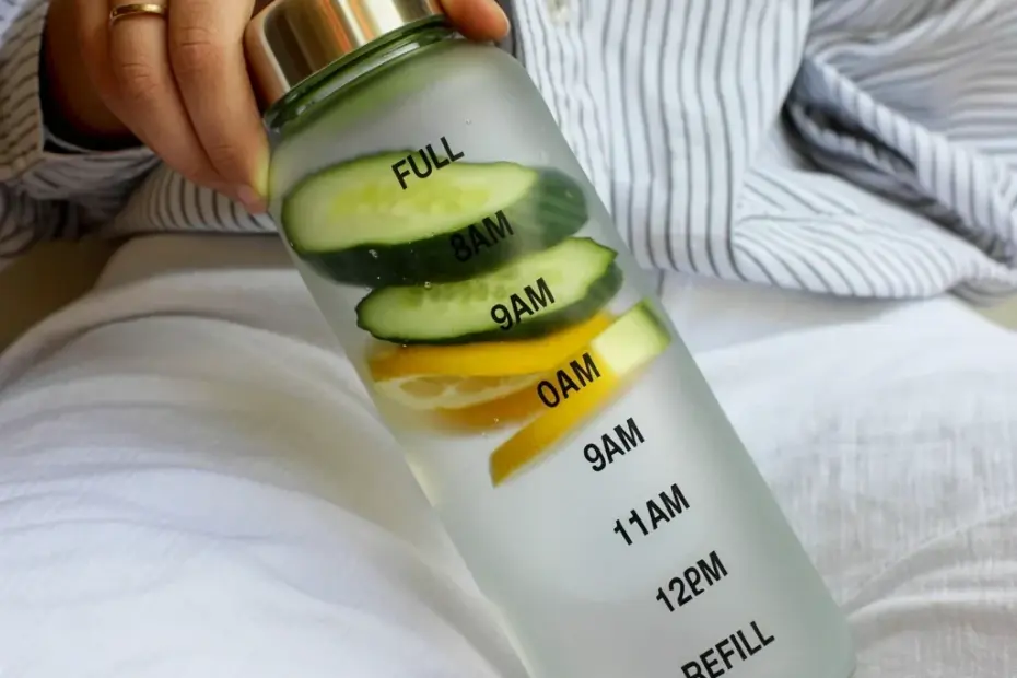 Time Marker Water Bottle with Cucumber & Citrus | Hydration for Skin Glow